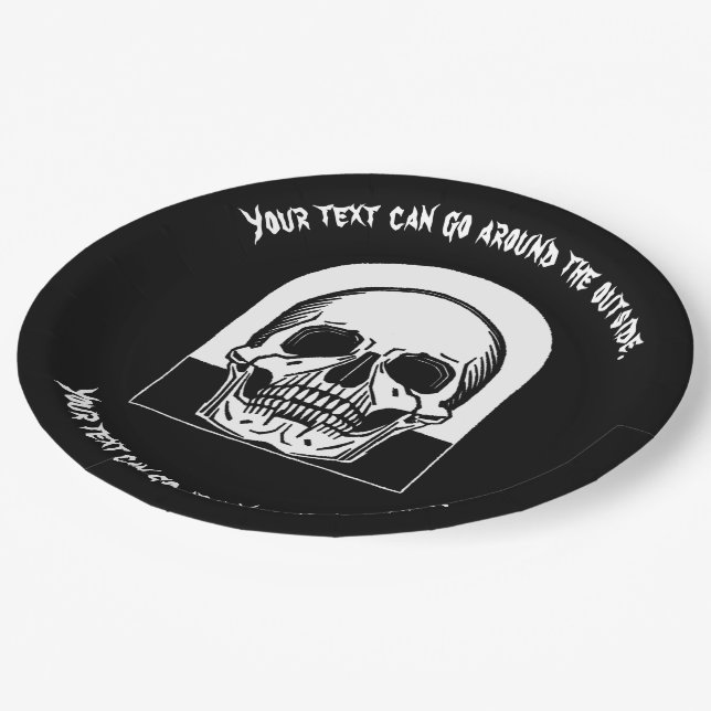 HALLOWEEN SKULL CUSTOMIZABLE PAPER PLATES (Angled)