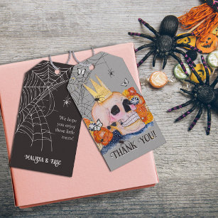 Halloween Skull Fall Floral Spider Web Thank You   Gift Tags