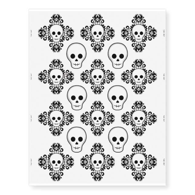 Halloween skull fashion temporary tattoos (Front)