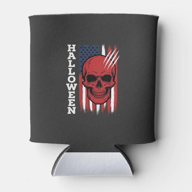 Halloween Skull Flag Vector Design_1 Can Cooler (Front)