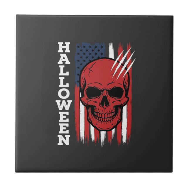 Halloween Skull Flag Vector Design_1 Ceramic Tile (Front)
