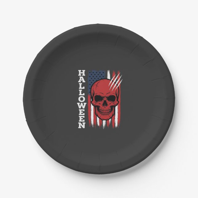 Halloween Skull Flag Vector Design_1 Paper Plates (Front)