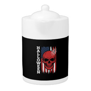 Halloween Skull Flag Vector Design_1 Teapot