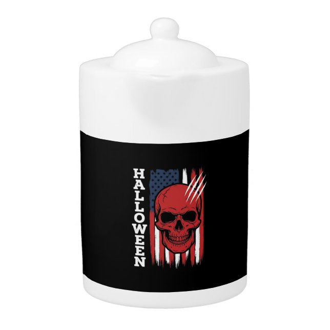 Halloween Skull Flag Vector Design_1 Teapot (Front)