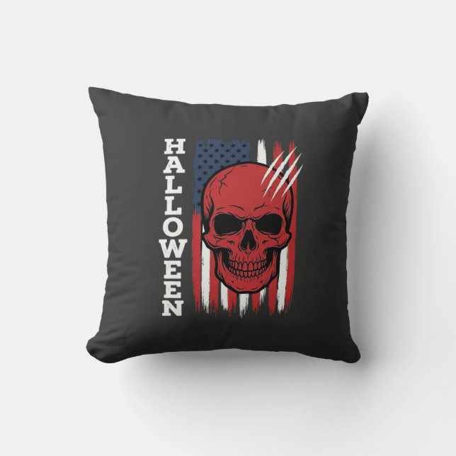 Halloween Skull Flag Vector Design_1 Throw Pillow (Front)