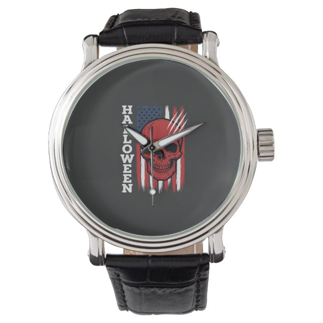Halloween Skull Flag Vector Design_1 Watch (Front)
