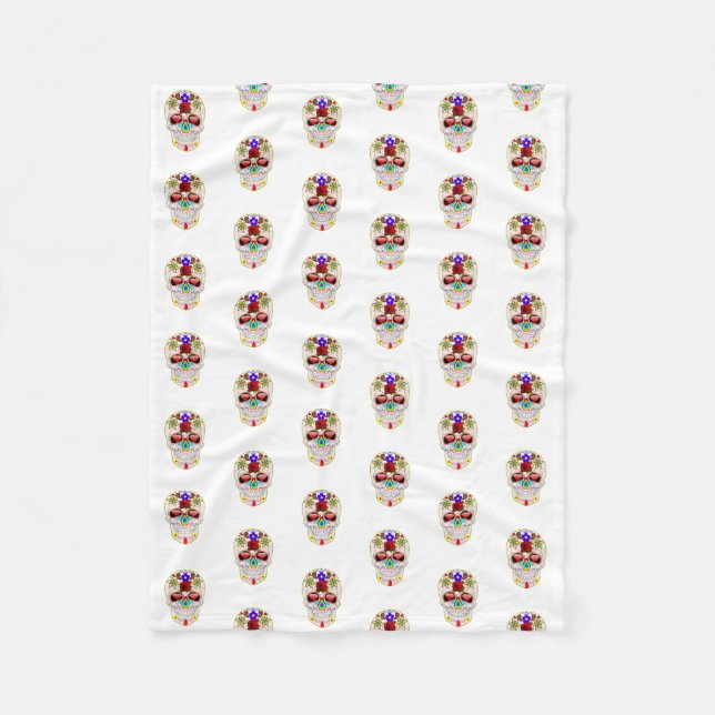 Halloween Skull Fleece Blanket (Front)