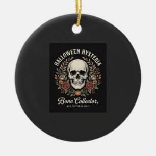 Halloween Skull Floral Bone Collector Design_1 Ceramic Ornament