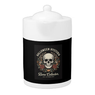Halloween Skull Floral Bone Collector Design_1 Teapot