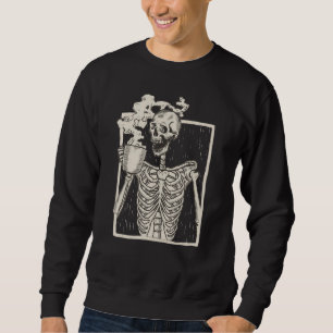 Halloween Skull Graphic Print Fleece Oversized Sweatshirt