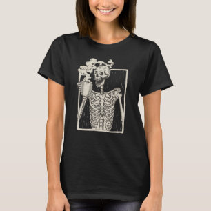 Halloween Skull Graphic Print Fleece Oversized T-Shirt