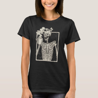 Halloween Skull Graphic Print Fleece Oversized T-Shirt