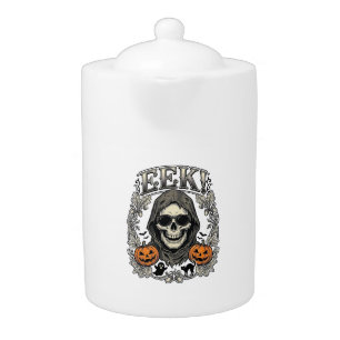 Halloween Skull Graphic Vintage Engraving Shirt Ar Teapot