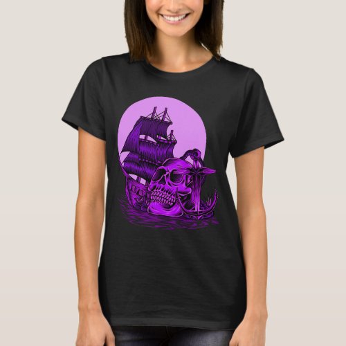 Halloween Skull Head Purple Skull Skeleton Goth Sk T_Shirt