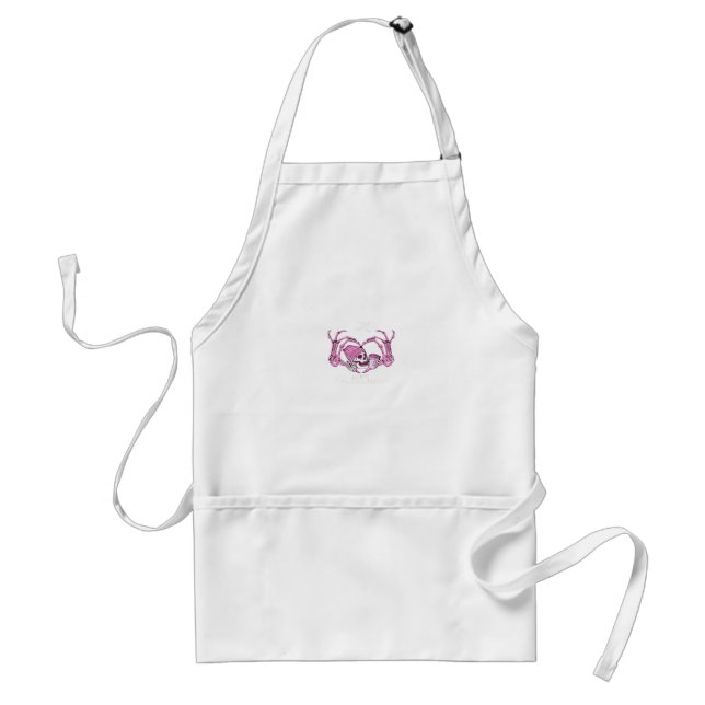 Halloween Skull Heart Hands Skeleton Beanie Adult Apron (Front)