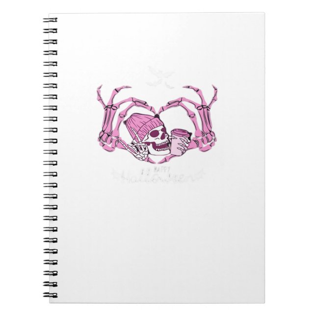 Halloween Skull Heart Hands Skeleton Beanie Design Notebook (Front)