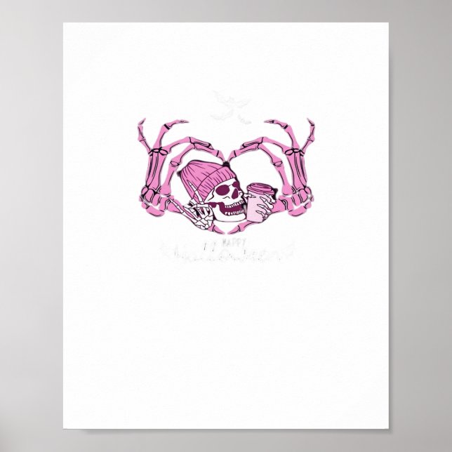 Halloween Skull Heart Hands Skeleton Beanie Poster (Front)