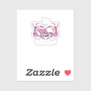 Halloween Skull Heart Hands Skeleton Beanie Sticker