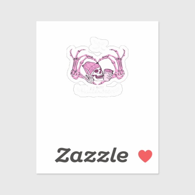 Halloween Skull Heart Hands Skeleton Beanie Sticker (Sheet)