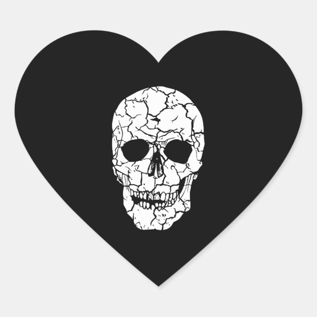 Halloween skull  heart sticker (Front)