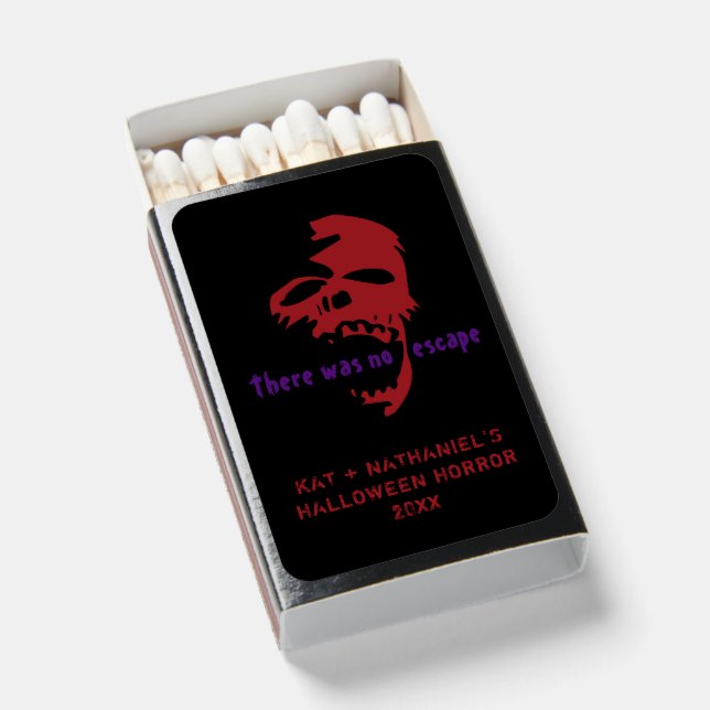 Halloween Skull Horror Personalized Party Favor  Matchboxes (Front Open)