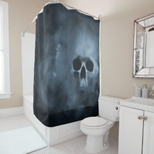 Halloween Skull in Smoke Cloud Shower Curtain