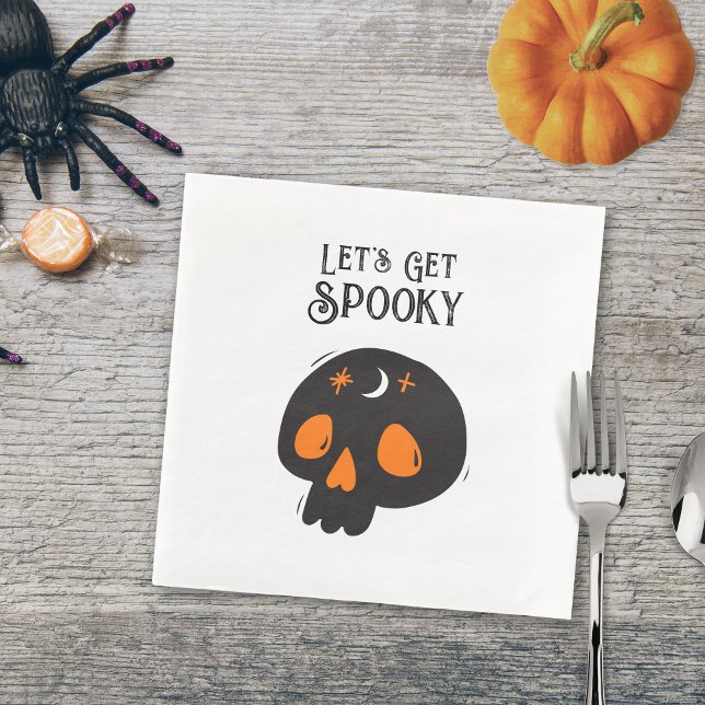 Halloween Skull Let's get Spooky Gothic Typgraphy Paper Dinner Napkins (Creator Uploaded)