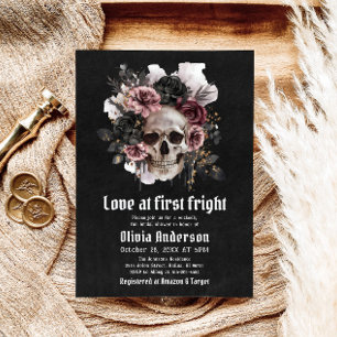 Halloween Skull Love At First Fright Bridal Shower Invitation