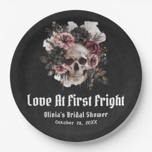 Halloween Skull Love At First Fright Bridal Shower Paper Plates