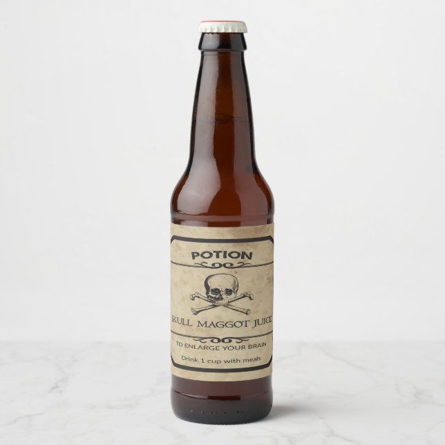 Halloween Skull Maggot Juice Apothecary Beer Label (Front)