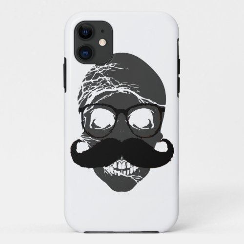 Halloween skull mustache 2 iPhone 11 case