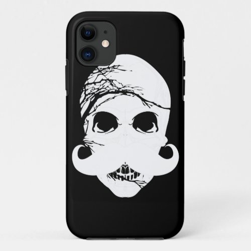 Halloween skull mustache 3 iPhone 11 case