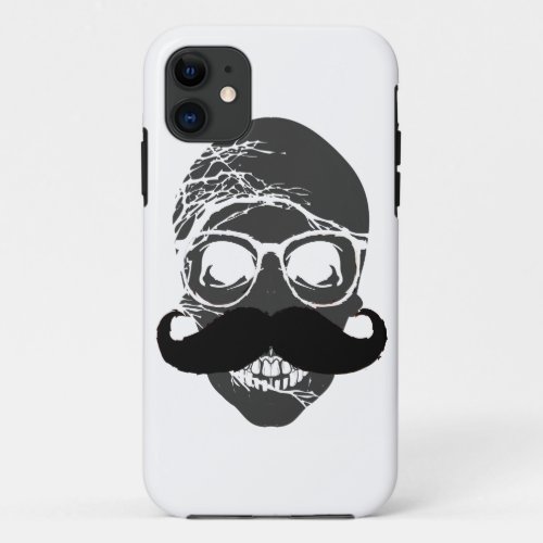 Halloween skull mustache iPhone 11 case