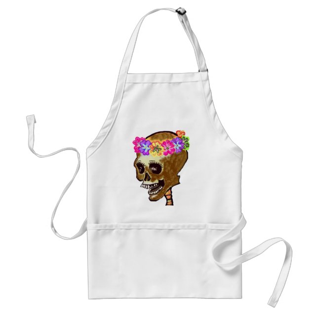 Halloween Skull or Dia de los Muertos Adult Apron (Front)