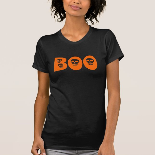 Halloween Skull Orange "Boo" T-Shirt (Front)