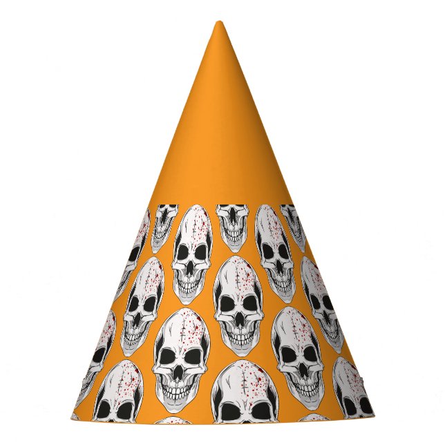 Halloween Skull Orange Party Hat (Front)