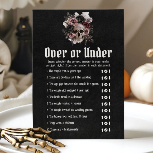 Halloween Skull Over or Under Bridal Shower Game Invitation (Halloween Skull Over or Under Bridal Shower Game)