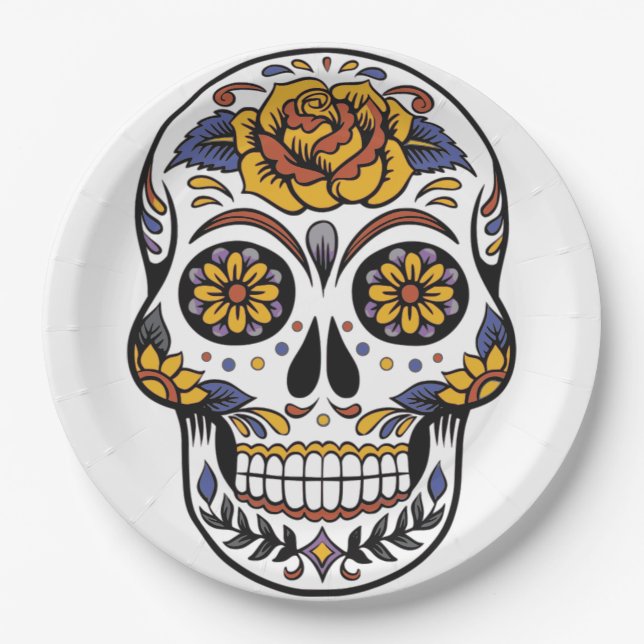 Halloween Skull Paper Plate (Front)