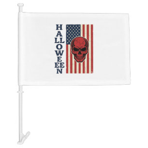 Halloween Skull Patriotic Vintage Scary Flag_1 Car Flag