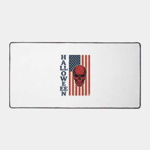 Halloween Skull Patriotic Vintage Scary Flag_1 Desk Mat