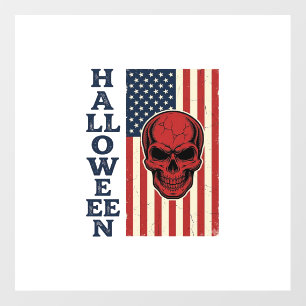 Halloween Skull Patriotic Vintage Scary Flag_1 Floor Decals