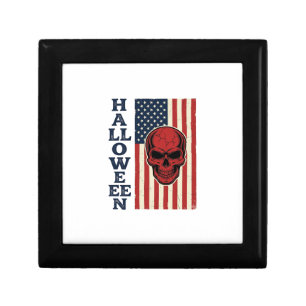 Halloween Skull Patriotic Vintage Scary Flag_1 Gift Box