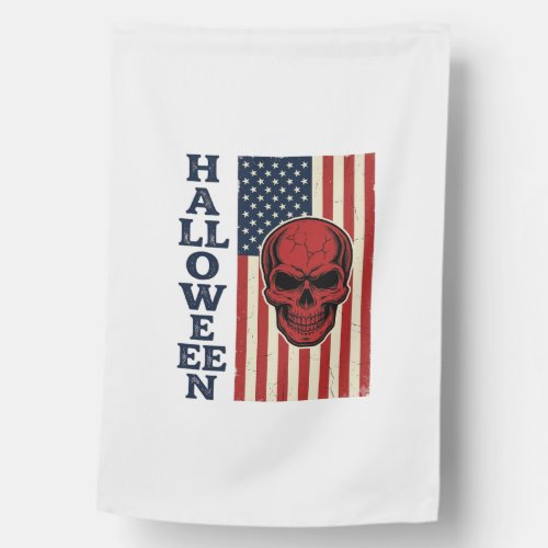 Halloween Skull Patriotic Vintage Scary Flag_1 House Flag