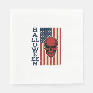Halloween Skull Patriotic Vintage Scary Flag_1 Napkins