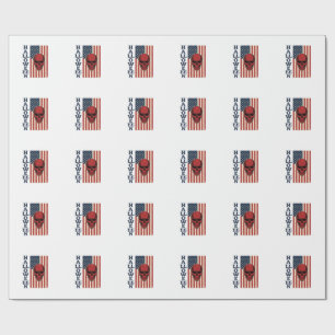 Halloween Skull Patriotic Vintage Scary Flag_1 Wrapping Paper