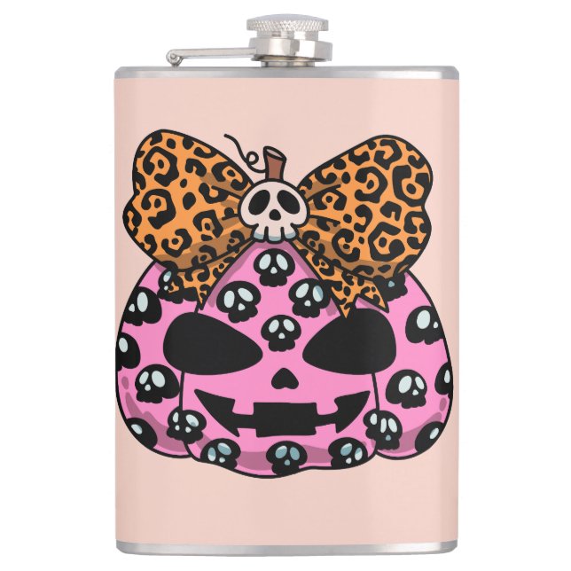 Halloween,Skull Pattern ,Face Pumpkin, Modern  Flask (Front)