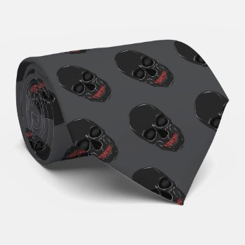 Halloween Skull Pattern Gray Tie by holiday_store at Zazzle