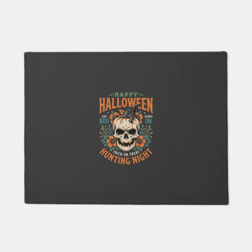 Halloween Skull Pumpkin Hunting Night Design_1 Doormat