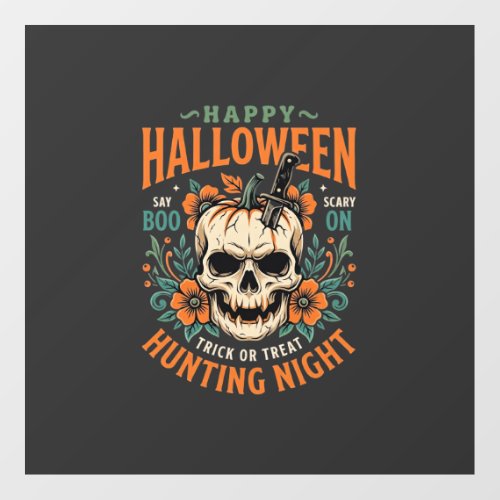 Halloween Skull Pumpkin Hunting Night Design_1 Floor Decals