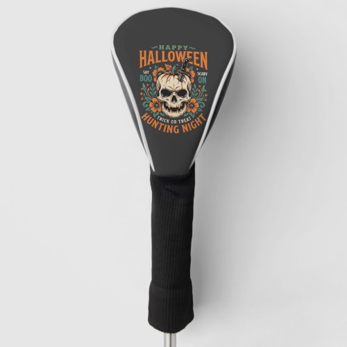 Halloween Skull Pumpkin Hunting Night Design_1 Golf Head Cover